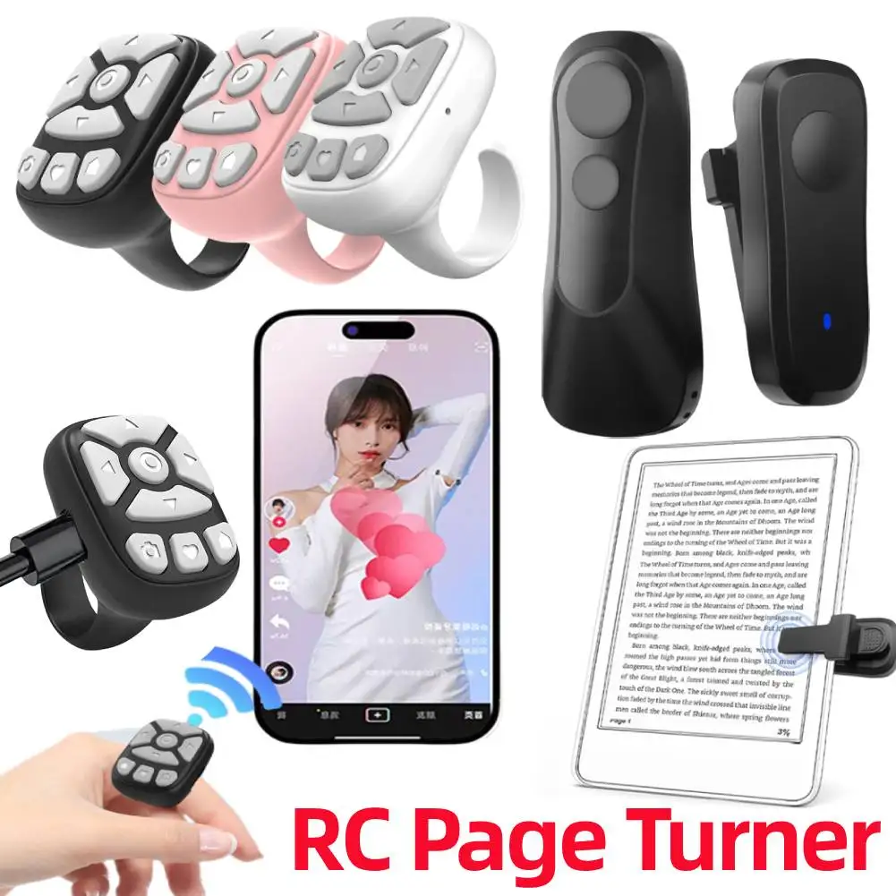 Mobile Phone Mini Remoter for iPhone Bluetooth-Compatible Remote Control E-book Page Turner forTIK Tok Scrolling Ring for xiaomi