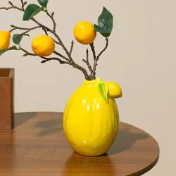 Porcelain Lemon Design Vase Flower Arrangement Flower Pot Storage Bottle for Flowers Living Room Modern Home Decorations Ornamen