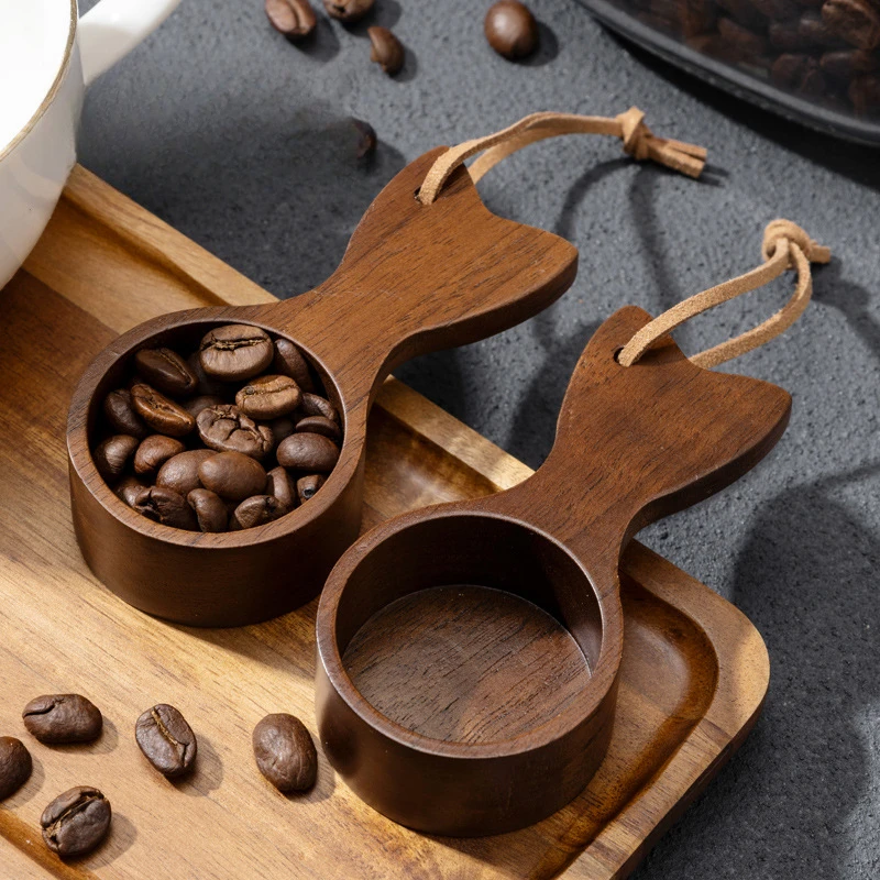 Walnussholz Kaffeebohnen Massivholz Messlöffel Kaffeepulver Wiegen Holz Kaffeelöffel mit kurzem Griff