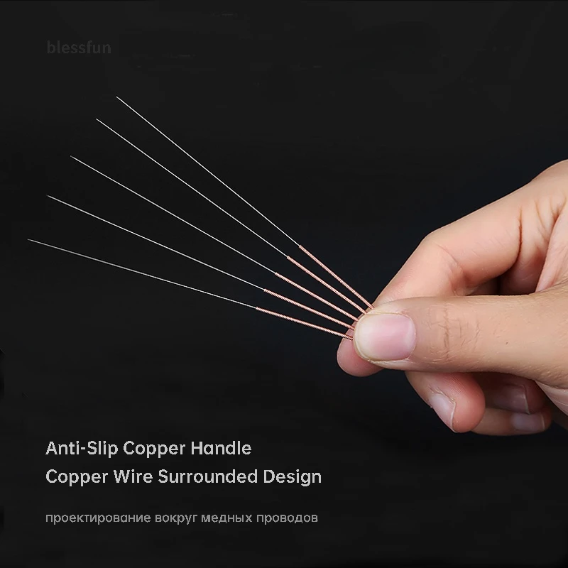 Coppermade Anti-slip Handle Asepsis Acupuncture Needle 100 Beauty Health Body Acupoint Massage Zhen jiu Needles Disposable