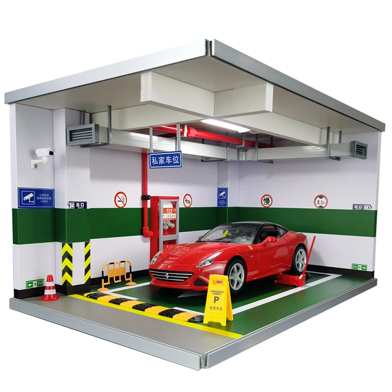 Display della scena spaziale del parcheggio del garage sotterraneo delle parti dell'automobile del modello in lega 1:18