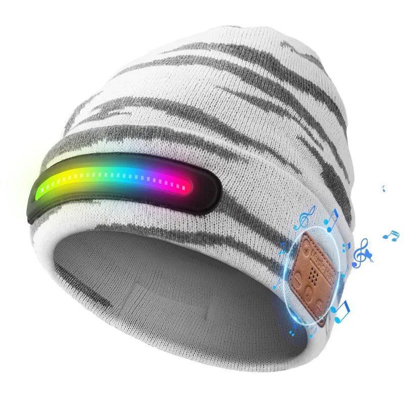 Douyin's New LED Luminous Lighting Bluetooth 5.4 Headphones Music Knitted Hat