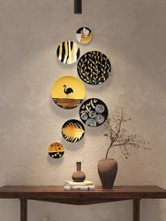 Ceramic Decorative Hanging Plate for Guests' Restaurant, Wall Decoration, Circular Picture, Creative, New Fashion