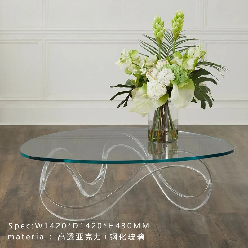 Italian minimalist high transparency acrylic coffee table artistic creativity special-shaped tempered glass tea table