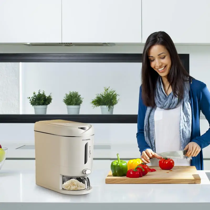 10/20L Rice Dispenser Storage Container Sealed Grain Cereal Dispenser Storage Box with Lid Measuring Cylinder Airtight Dispenser
