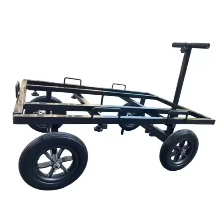 Four-wheeled flat-panel telescopic truck Adjustable towing multi-vehicle trailer Manual trailer