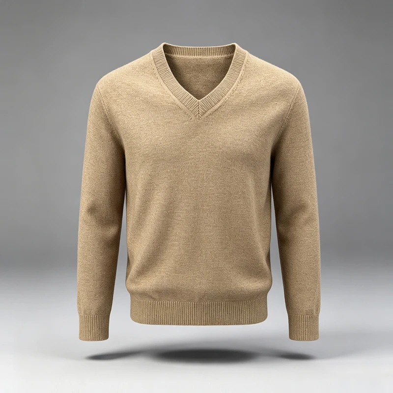 Herren V-Ausschnitt Strickpullover, einfarbig, langärmelig, Slim Fit, weich, warm, Strickoberteil, Basic, lässig, für den Alltag, Büro, Herrenpullover – Detail 11