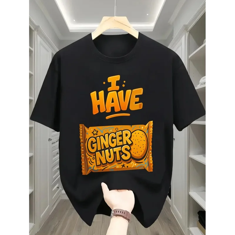 Men'S High-Quality T-Shirt, Fun 'Ginger Nuts' Printed Tee, Men'S Short Sleeve Shirt, Regular Casual Daily Top