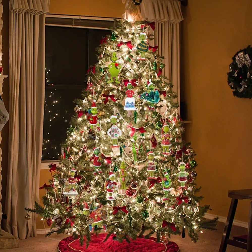 2026 2D الاكريليك شجرة عيد الميلاد وحوش خضراء الحلي لطيف الأخضر وحوش شجرة عيد الميلاد المعلقات عيد الميلاد الكرتون الحلي #2