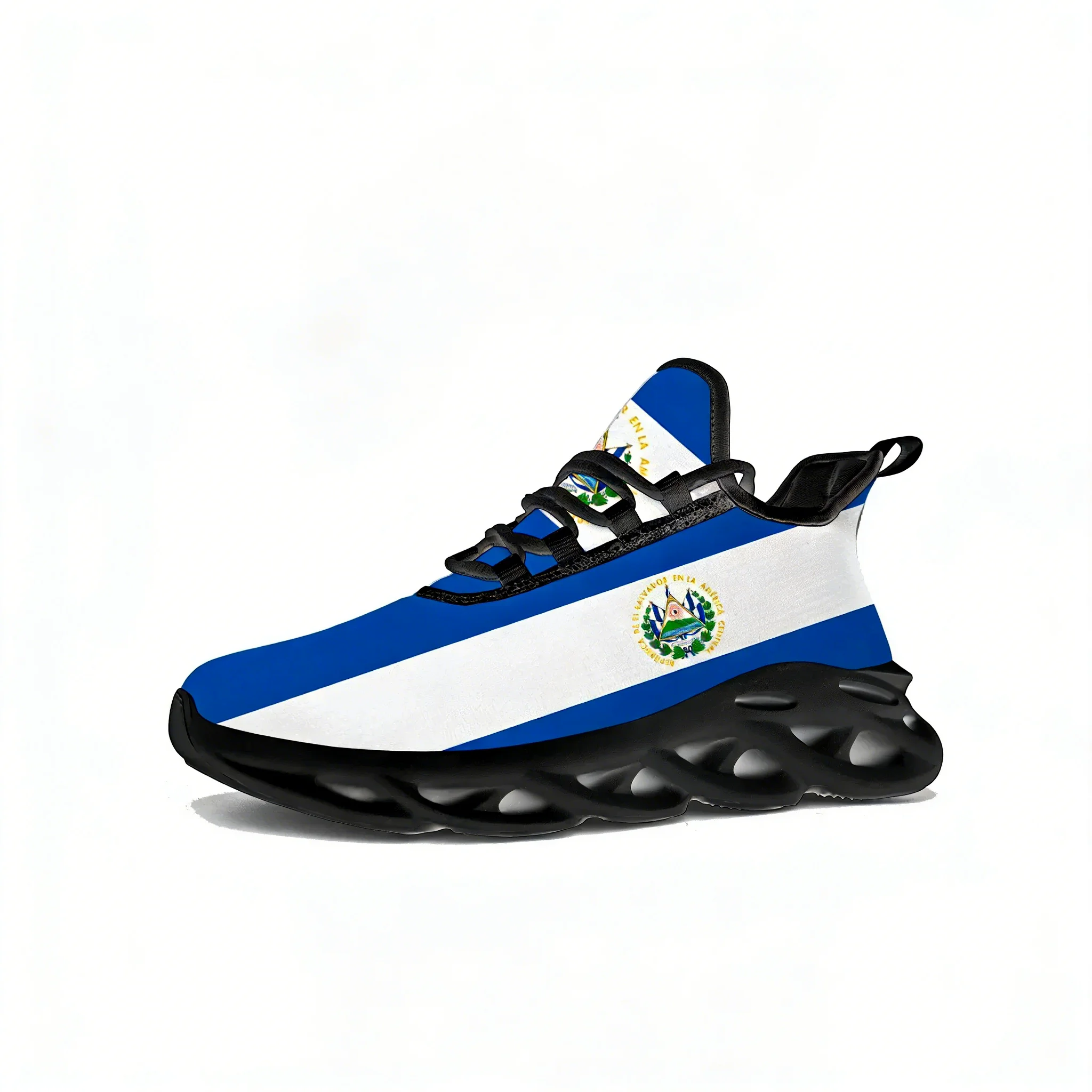 

El Salvador Flag Flats Sneakers Mens Womens Hot Pop Sports Running Sneaker Lace Up Mesh Footwear Tailor-made Shoe