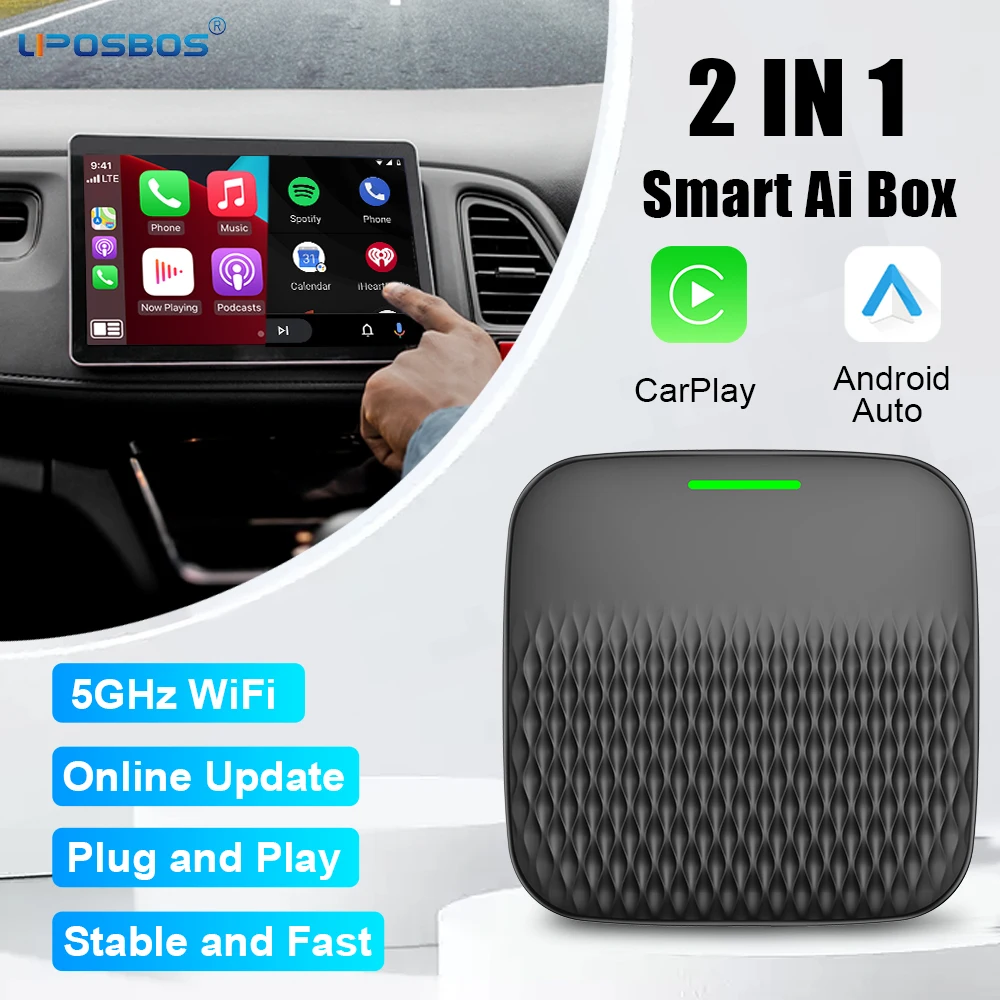 

Wireless CarPlay Adapter Android Auto 2In1 Ai Box For Audi Buick Cadillac Porsche Volvo Cadillac Chery Chevrolet Ford GMC MG VW
