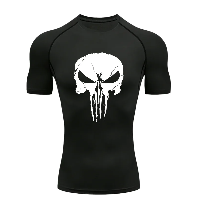 Skull 2026 Herren-Sport-T-Shirt, Training, Fitness, Kompression, Workout-T-Shirt, Fitnessstudio, T-Shirts, Rashguard, Sport-T-Shirts für Herren
