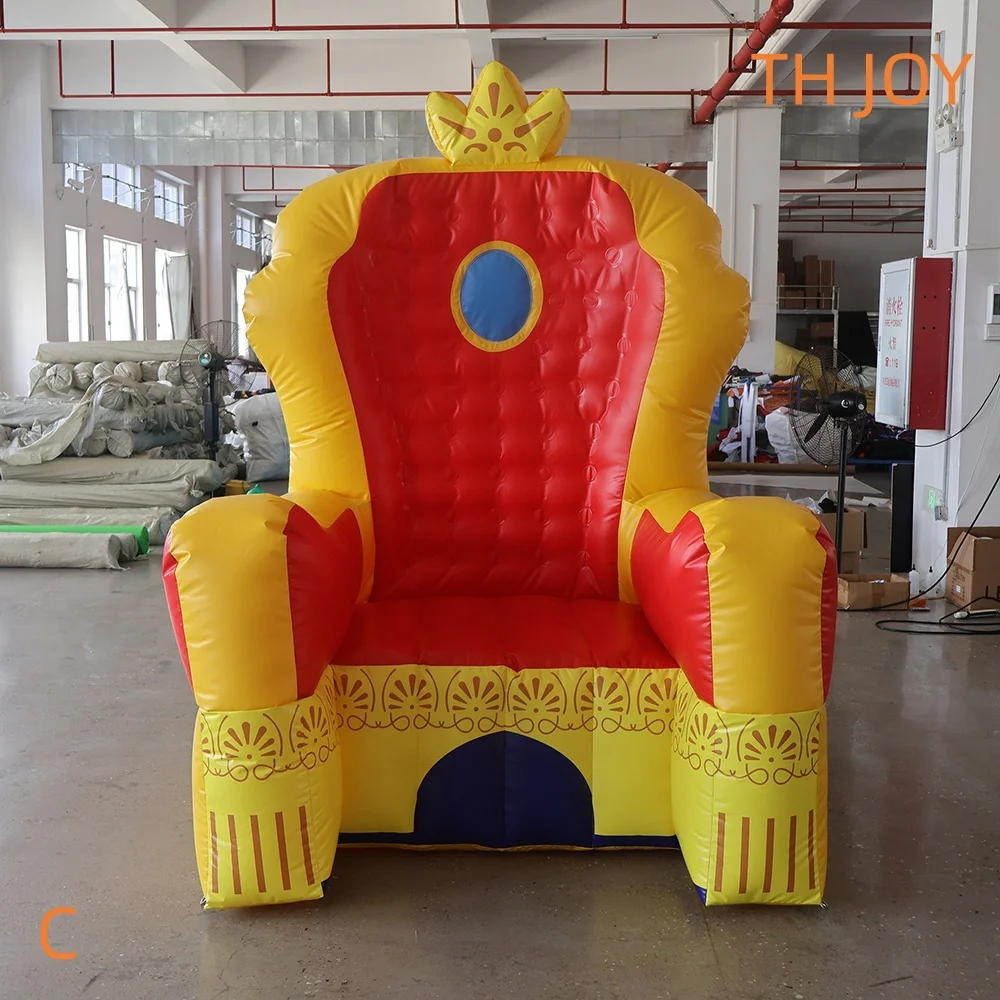 Envío aéreo rápido a puerta, silla inflable de Papá Noel de 2m de altura para Navidad, trono rey inflable grande para alquiler de fiestas