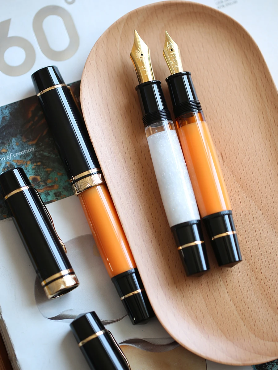 قلم حبر ماجون P139 من الراتنج # 6, # 8 بنك الاستثمار القومي EF/F/M، جميع نظام المكبس النحاسي، قلم هدية للكتابة بالحبر بسعة كبيرة #1