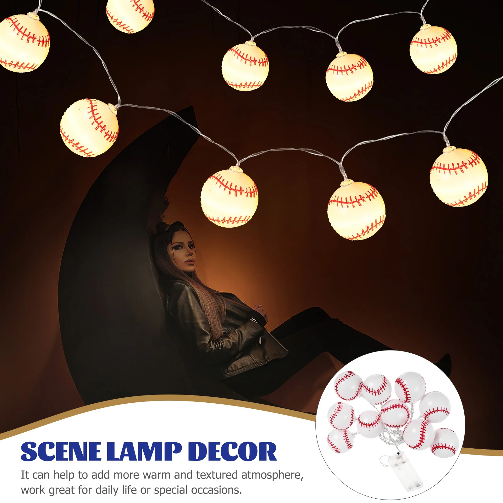 

10 LED Baseball String Lights 1.5M PP Material Warm Atmosphere for Party Christmas Garden Outdoor Lamp