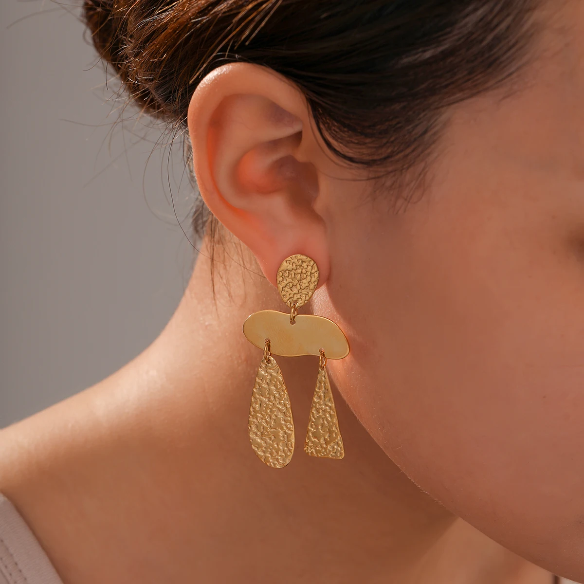 Fashion Women Gold Plated Chandelier Stainless Steel metal Drop Earrings Statement Jewelry image 5