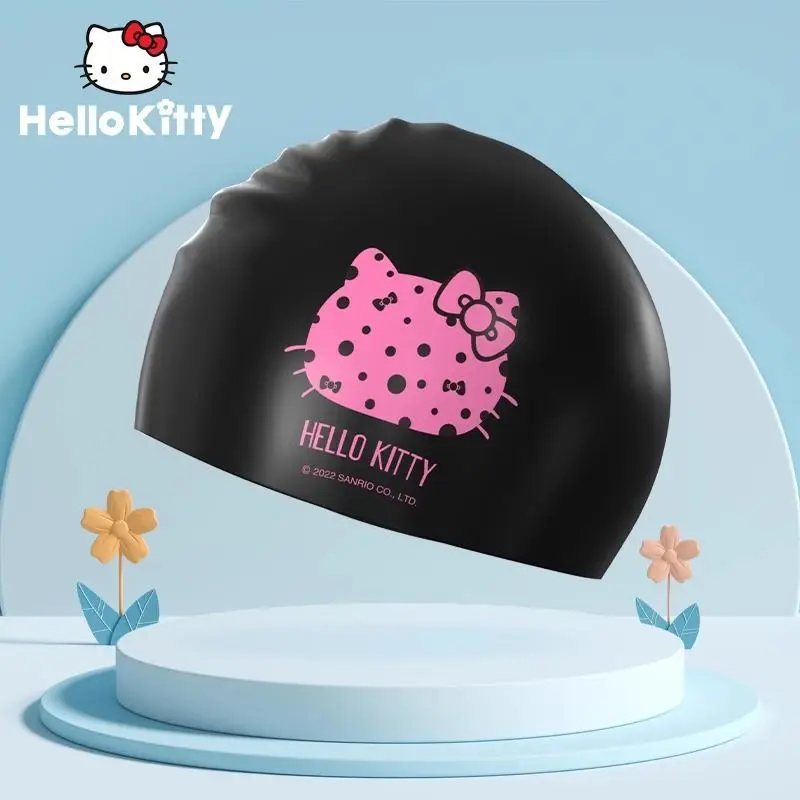 قبعة السباحة هالو كيتي الإبداعية الجديدة عالية القيمة سانريو سيليكون مقاوم للماء و untie الكرتون kawaii فتاة القلب هدية بالجملة #3