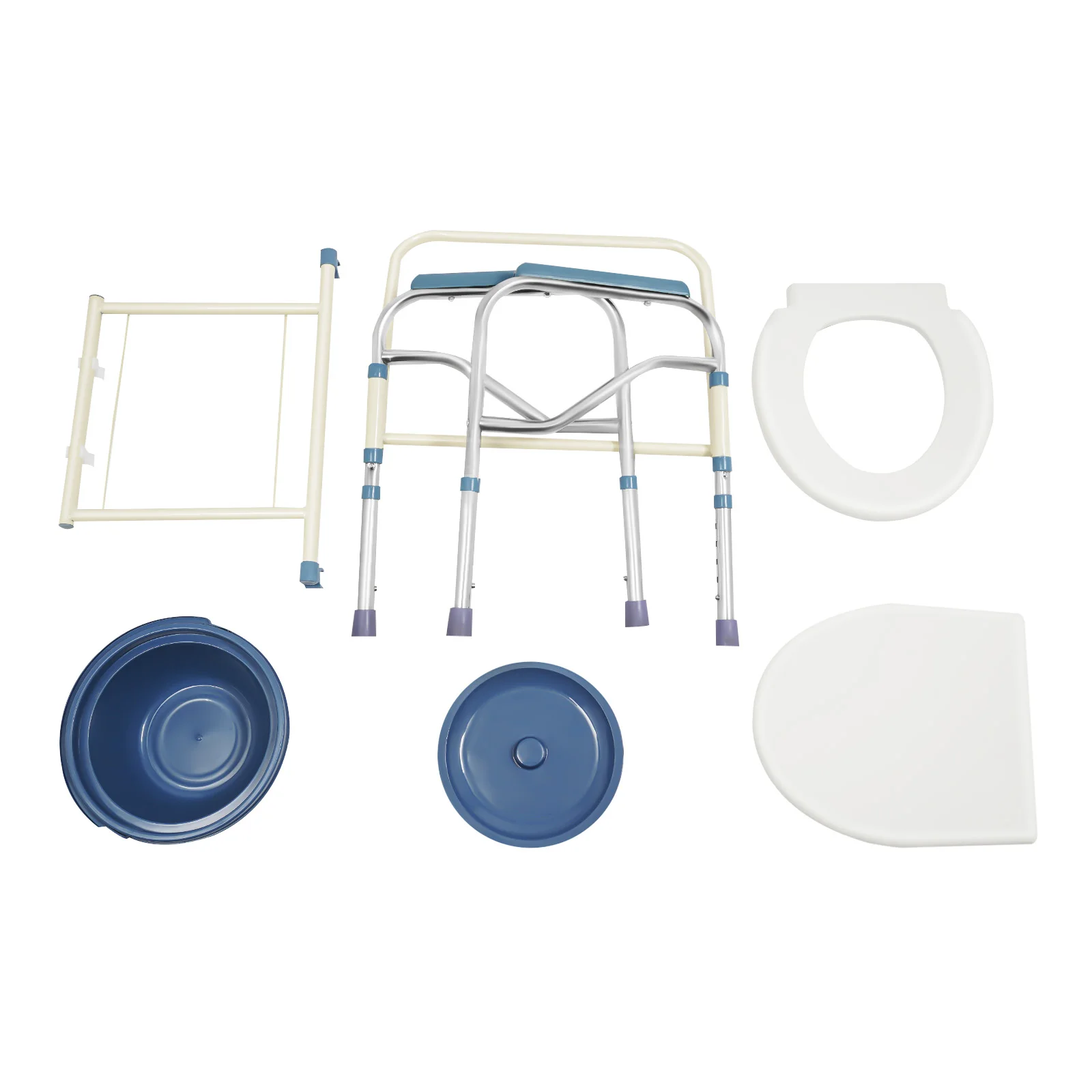 Leichter, faltbarer Toilettenstuhl, perforierte Stühle, Sicherheits-Toilettenstuhl mit verstellbarer Höhe für ältere Menschen – Detail 5