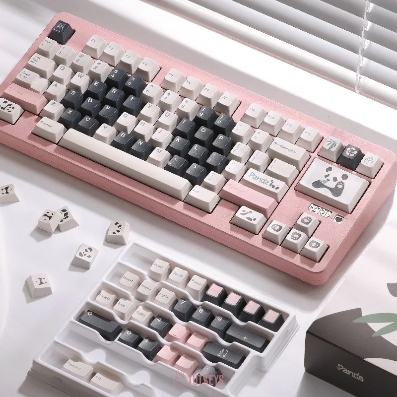 Cute Panda Theme Keycaps Set Customized PBT Sublimation Cherry Profile Keyboard Cap for Mechanical Keyboard Accessories Gifts