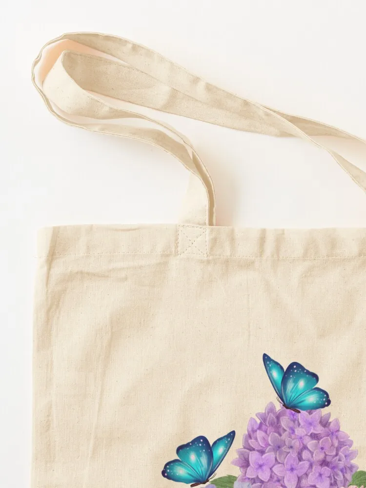 BRANCH OF HYDRANGEAS WITH BUTTERFLY Tote Bag eco bag folding shoping bag custom tote Portable shopping