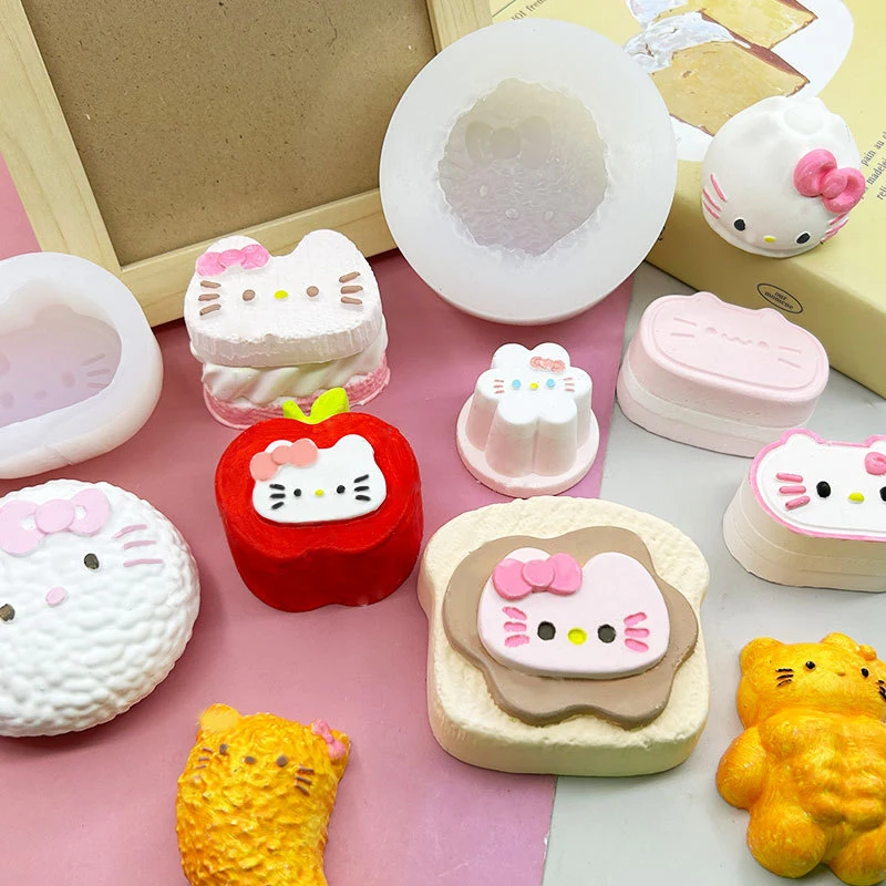 Sanrio Hello Kitty Cheese Cake Silicone Mold Candle Mold Scented Diy Handmade Resin Mold Candle Making Mochi Squishy Toy Mould