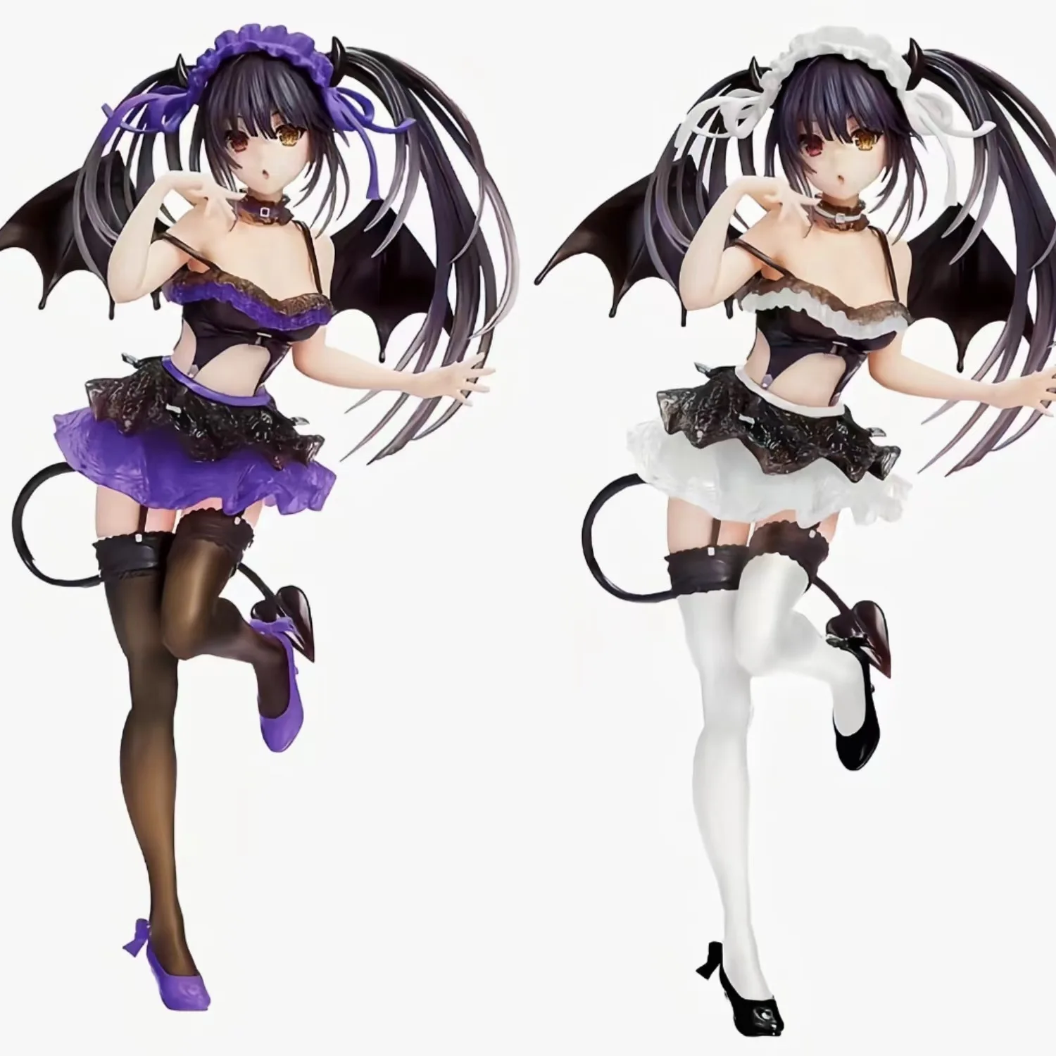 Date A Live Kurumi Tokisaki Little Devil Maid Figur Weiß-Lila Anime-Statue Desktop-Deko-Modell für Anime-Fans Großhandel