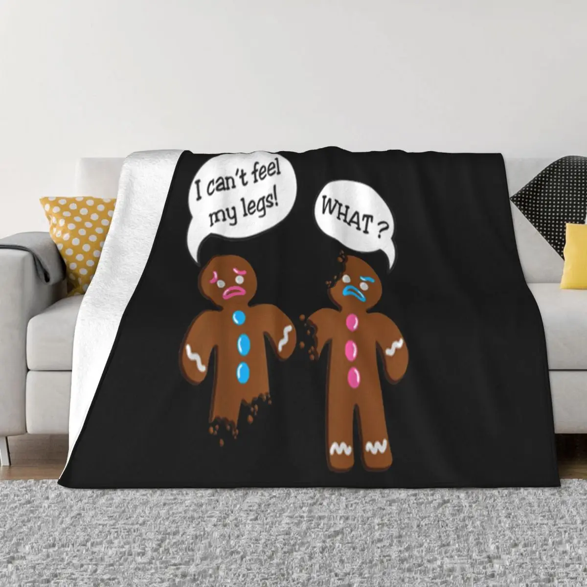 Official Gingerbread Men Christmas Graphic Letter On Sale Oversize Style Classic Unisex Adults High Quanlity Throw Blanket