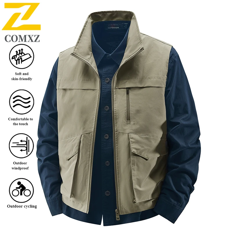 

Men's American style Tactical Vest Summer Multi-Pocket Waterproof Windproof Outdoor Photography Fishing Streetwear Lightweight