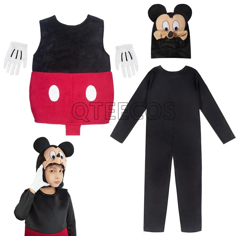 MINISO Mickey Mouse Cosplay Costumes Hat Bodysuit Gloves Suit Anime Halloween Party Carnival Clothes For Kids Boy Girl