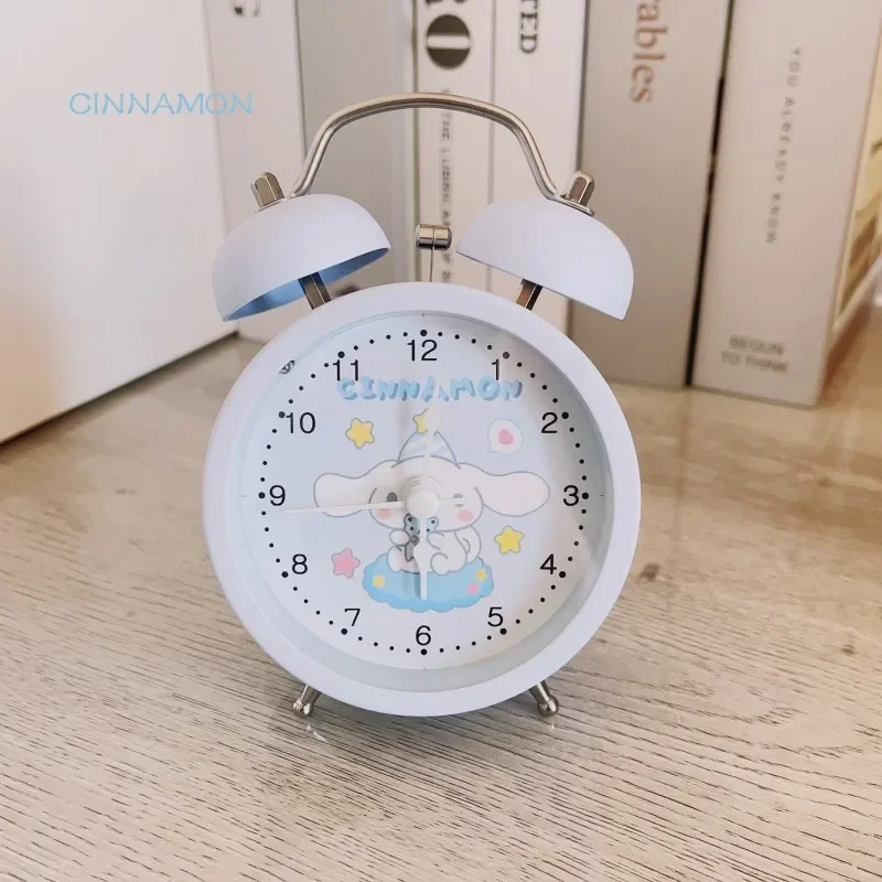 Sanrio Cartoon Silent Ring Alarm Clock Kuromi My Melody Student Bedroom Bedside Alarm Clock Super Loud Children's Birthday Gift