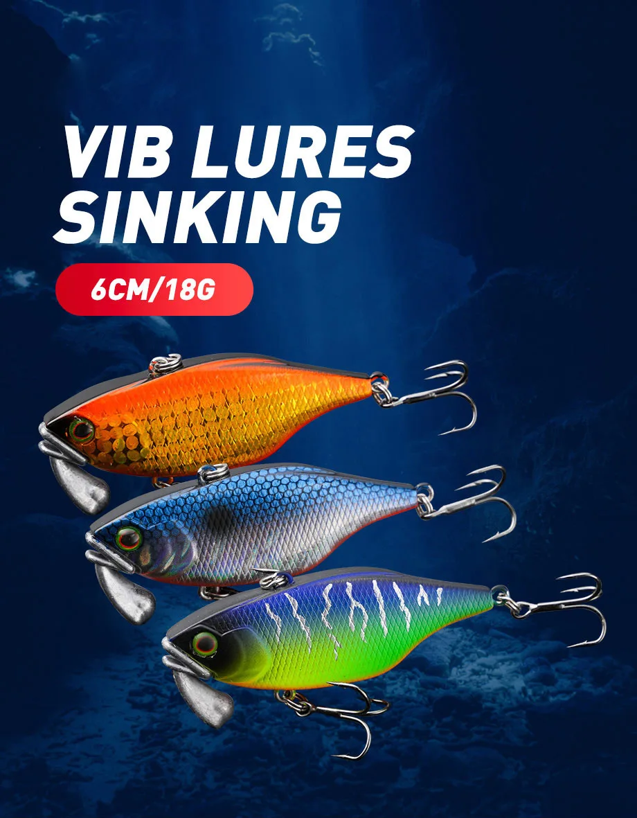 Sinkender VIB Fischköder 60mm 18g Jigkopf Vibrationsköder Weitwurf-Wobbler Schwimmköder Angelköder für Forelle Hecht Hundehaifisch – Detail 1