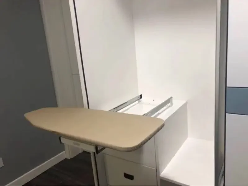 Cloakroom Household folding wardrobe Cabinet ironing board Hidden ironing board Electric iron rack Push-pull damping ironing