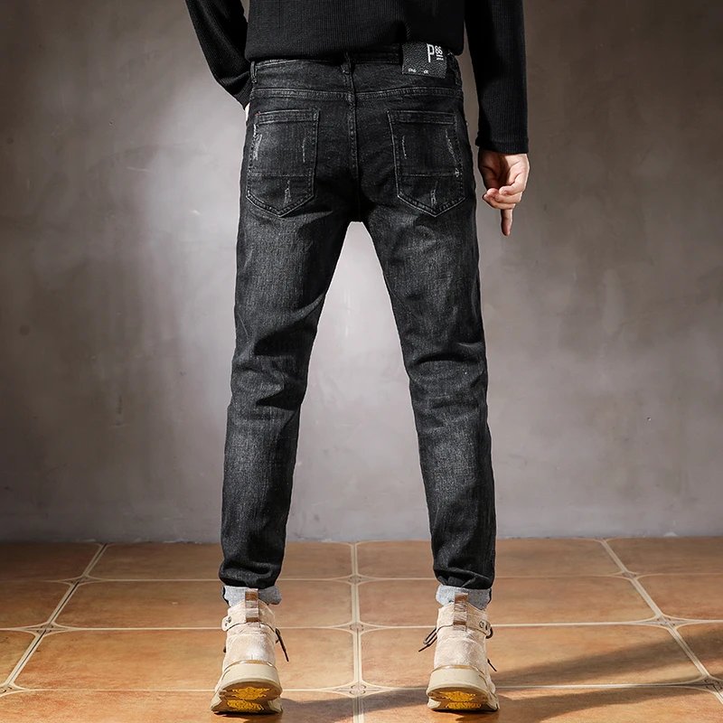 

JXN839 New retro men's Slim small straight personality trend elastic small leg trousers high-end