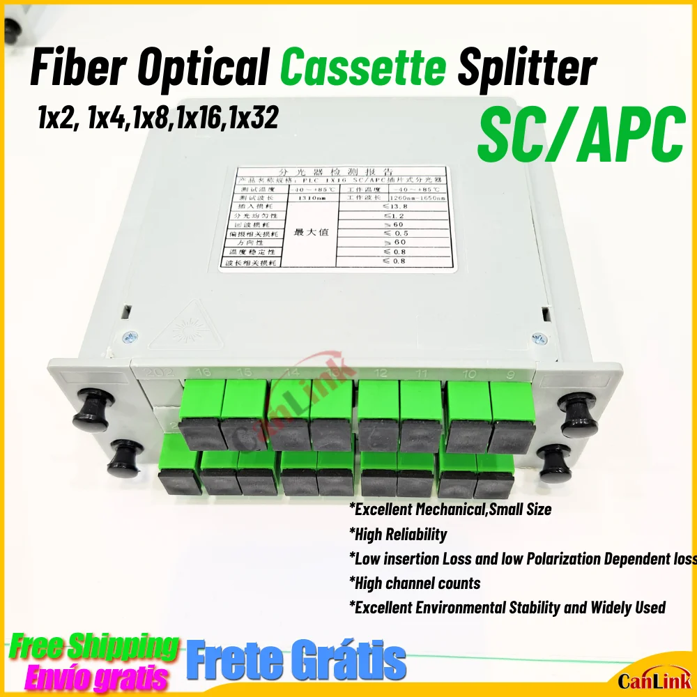 

Optical Fiber Splitter 1-2 1-4 1-8 1-16 SC UPC/APC Cassette Box Plug-in Type Optical Splitter ABS Cassette