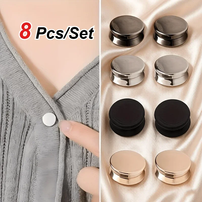 8 PCS Fashionable Flat Buttons Multi-color Detachable Buttons, Suitable for Shirts, Collars, Pants, Cuffs, Scarves, Headscarves