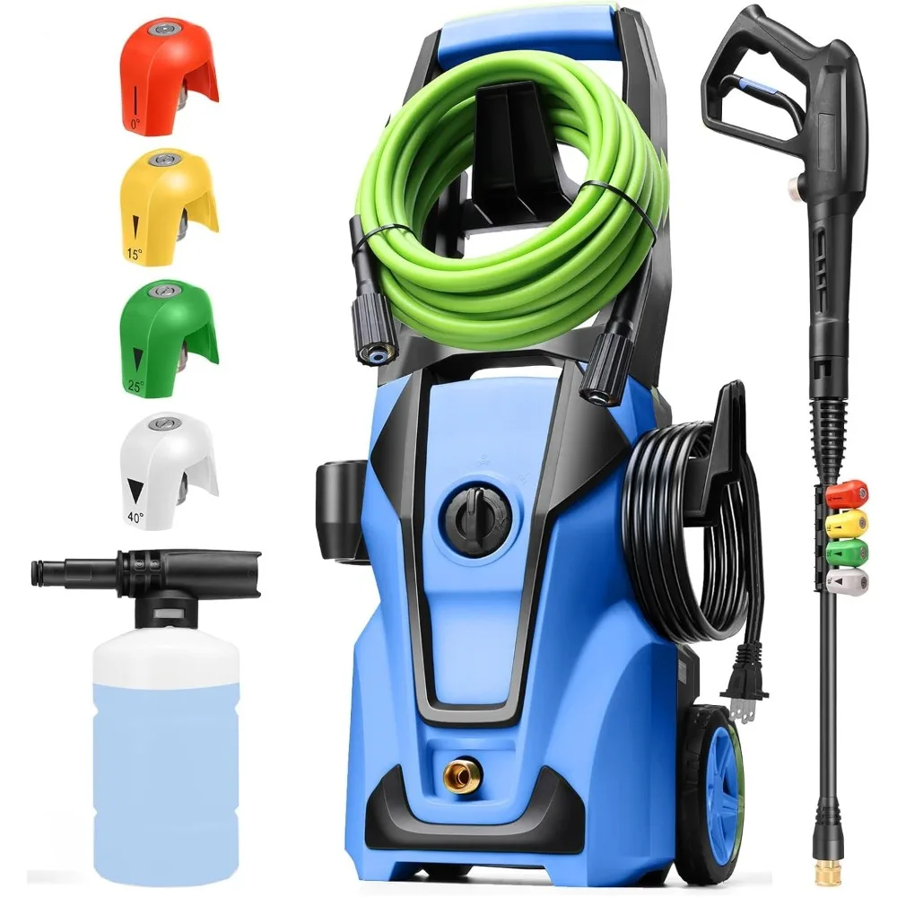 5000PSI 파워 클리너 (폼 캐논 포함), 4개 노즐, 33피트 호스 및 세제통, 자동차 세척기/자동차