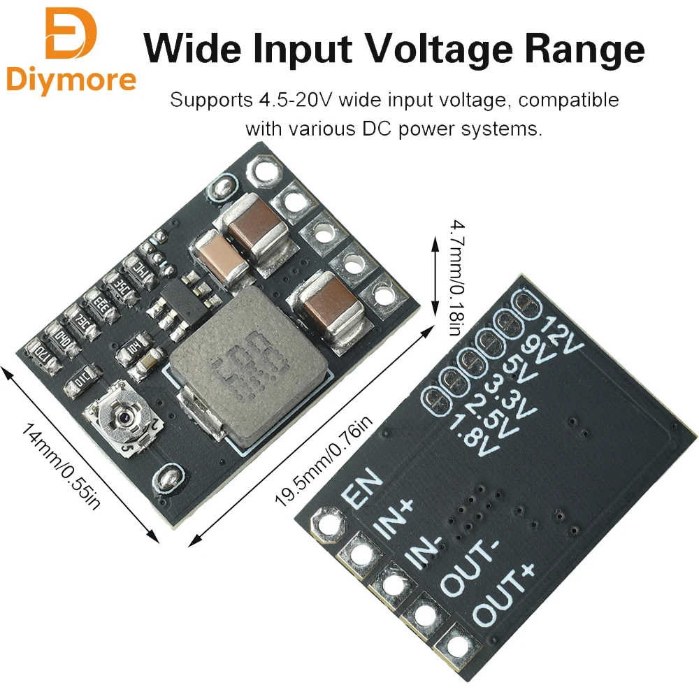 DC-DC 4.5V-20V To 1-16V/1.8/2.5/3.3/5/9/12V Mini Voltage Adjustable DC Buck Converter Power Module 2A 10W With Enable