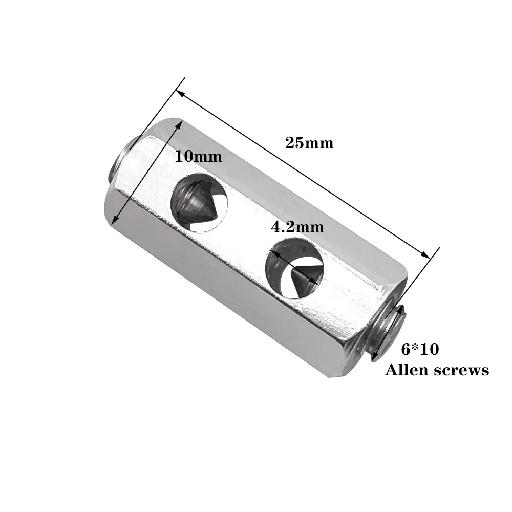 10/20/5 4mm Wire Rope Cable Clamp 4.2mm Double Hole Lock Large Size Durable Strong Bearing Capacity Send Allen Wrench