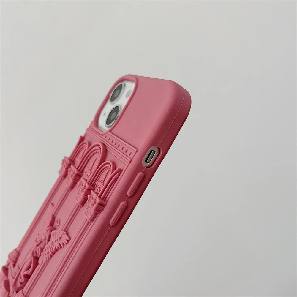 Рельефный чехол для телефона с тиснением для iPhone, ретро, римская колонна, статуя ангела, милый силиконовый защитный чехол 14 Pro Max 13 12 11 15 Pro Max