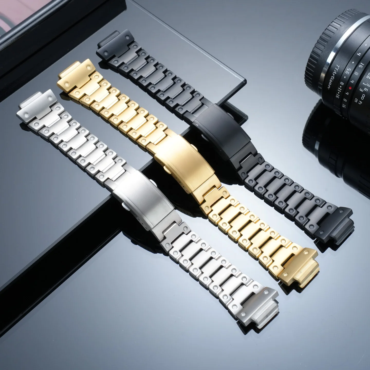 gm-5600 men's protruding titanium watch chain 16mm, GM5600 watch accessories, Suitable for Casio GM-5600 titanium watch strap