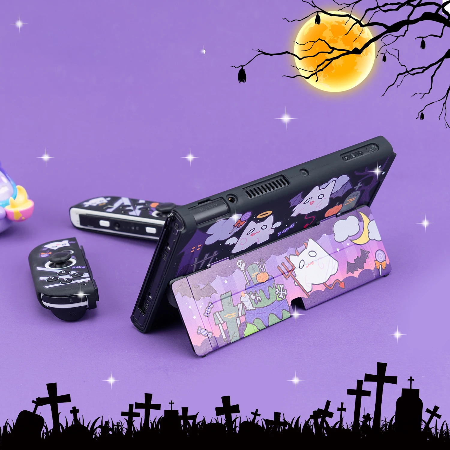 Oled Case Nintendo Switch Dockable Black Protective Shell Cover Halloween Ghose JoyCon Controller Case For NS Switch Accessories