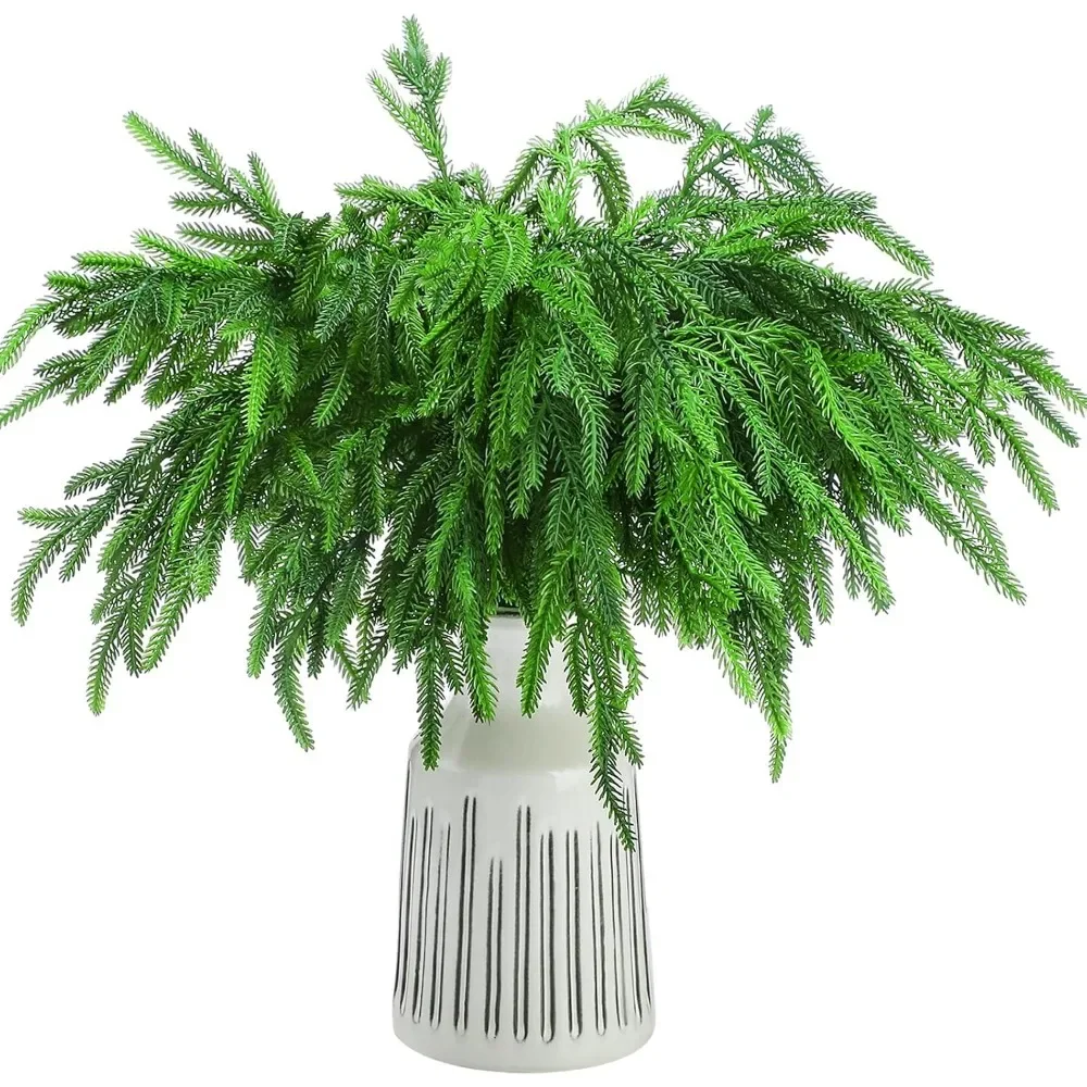 80 Pcs  Norfolk Pine Artificial Christmas Branches DIY Crafts Faux for Xmas Indoor Outdoor Home Decor (18 Inches)