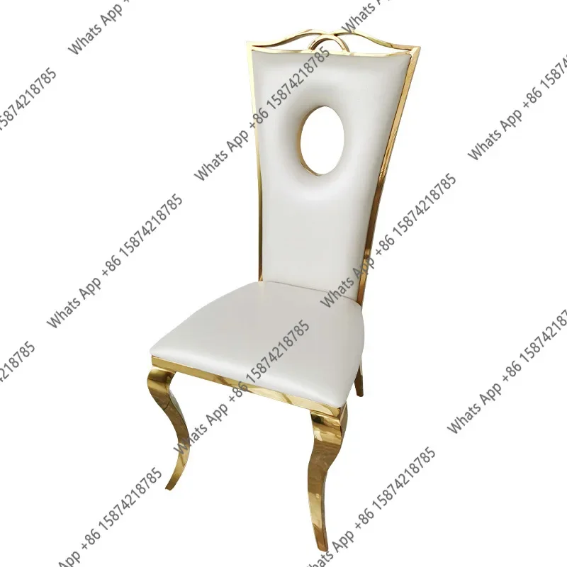 

W Стул из нержавеющей стали для банкета в отеле, европейский стул с круглой спинкой, свадебный мягкий мешок, дизайнерский обеденный стул