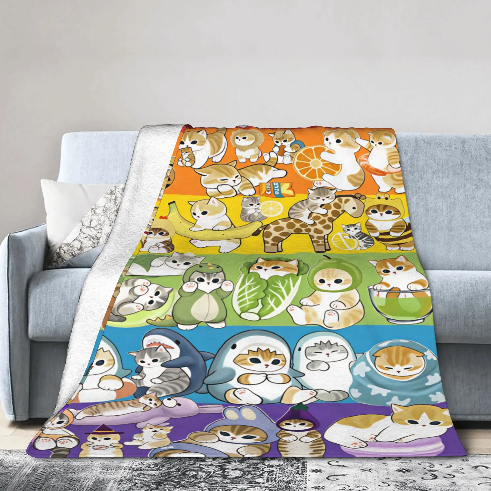 Mofusand Japanese Shark Cat  Blanket Quality Warm  Throw Blanket Winter Travel Living Room Casual Bedspread