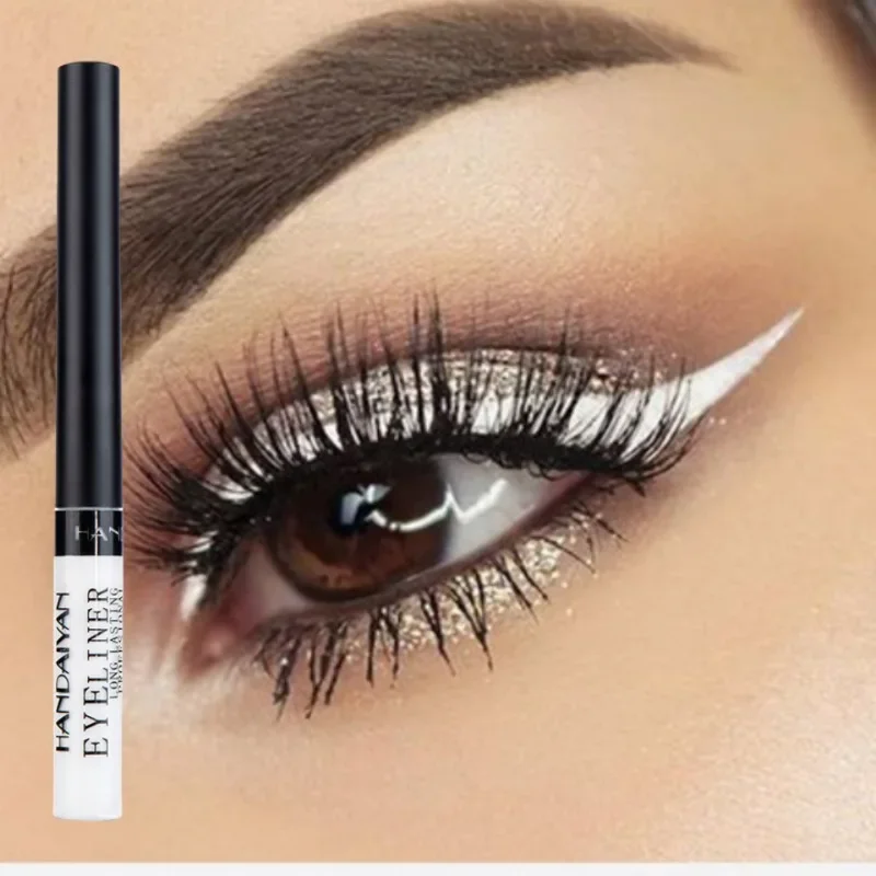 Kleurrijk Vloeibaar Eyelinerpotlood Waterdicht Langdurig Sneldrogend Geen bloeiende eyeliner Pen Cosmetica Gereedschap Blauw Roze Wit 2024