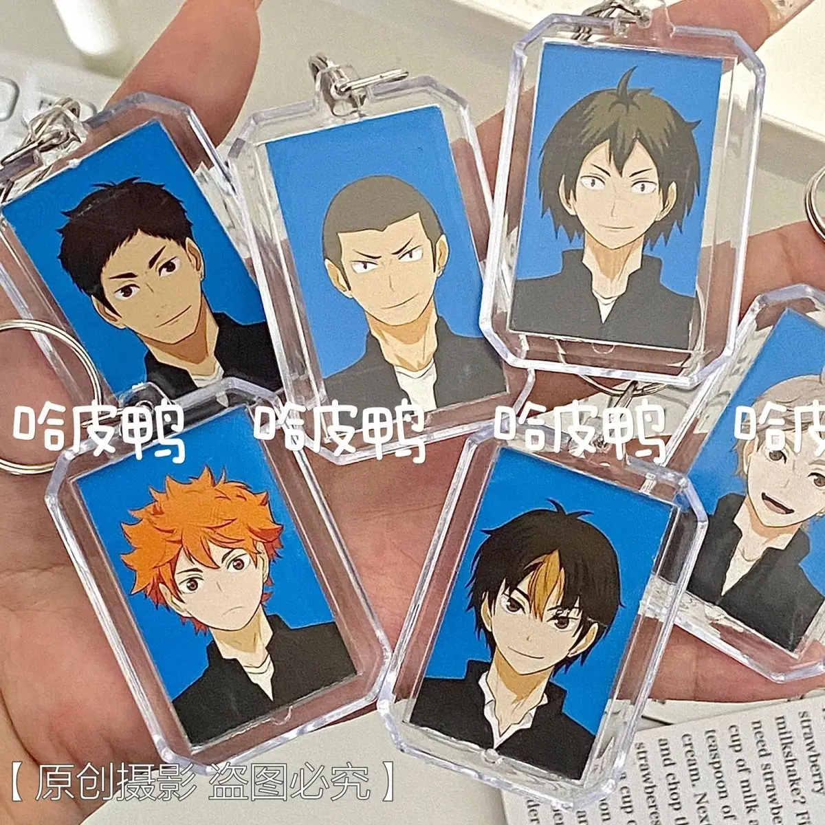 Haikyuu Bag Pendant Cartoon Hinata Shoyo Tsukishima Hotaru Kageyama Tobio Kawaii Cartoon Decor ID Photo Keychain Birthday Gift