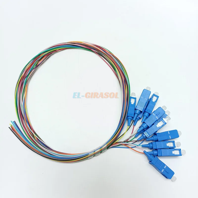 12 colored SC / APC /UPC fiber optical colorful Pigtail Simplex Single Mode 0.9mm FTTH Pigtail Fibra Optica