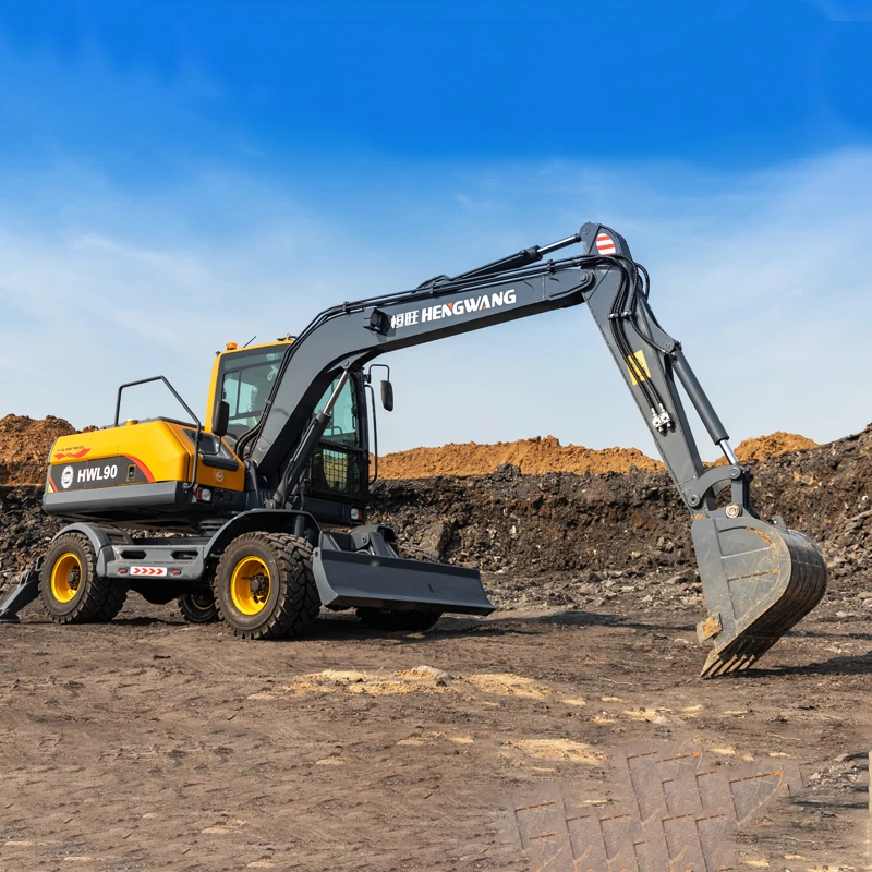 Sales Wheeled Excavator 9 Tons Heavy Machinery Equipment Diesel Backhoe Excavator Construction Trenching Support Customization