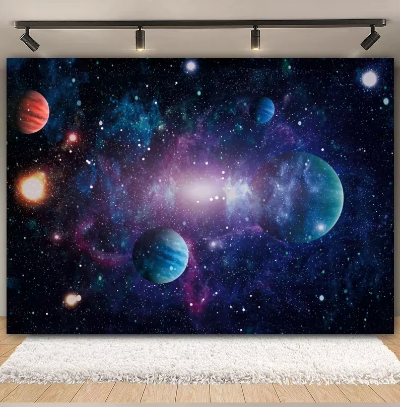 Kids Baby Birthday Party Earth Galaxy Planet Rocket Photography Background Photo Studio Outer Space Universe Astronaut Backdrop