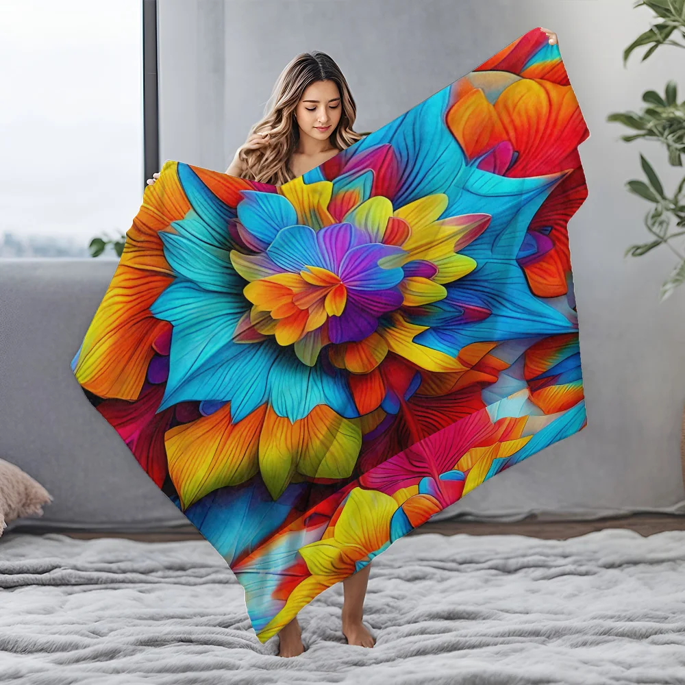 생생하고 다채로운 추상 꽃무늬 프린트 담요 소파 침대 커버 장식용 담요 선물 아이디어
